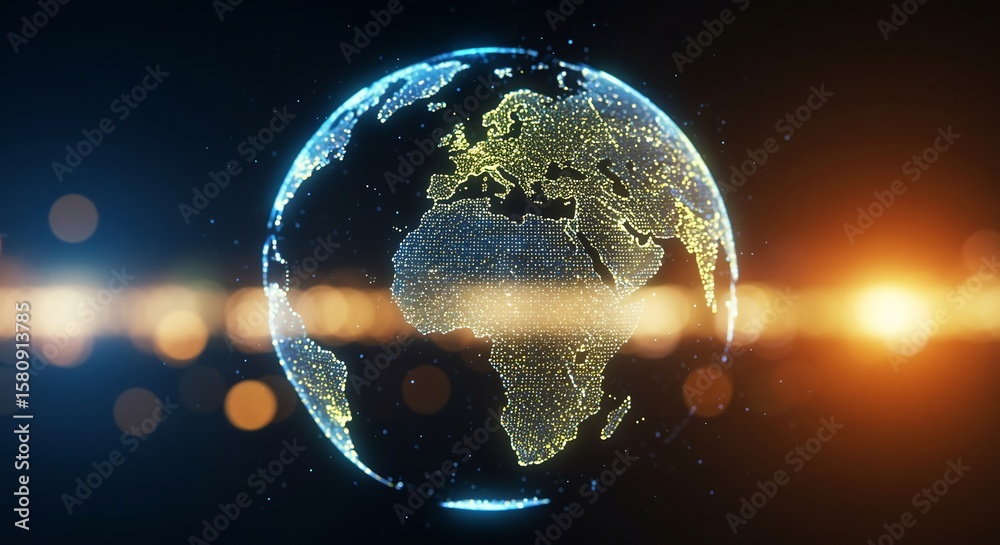 Fototapeta premium Global Network: A Digital Earth Representation