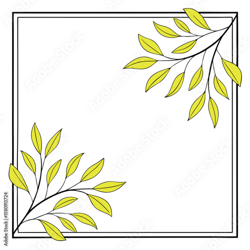 Elegant yellow leaves and black branches frame create a sophisticated botanical border elegantly