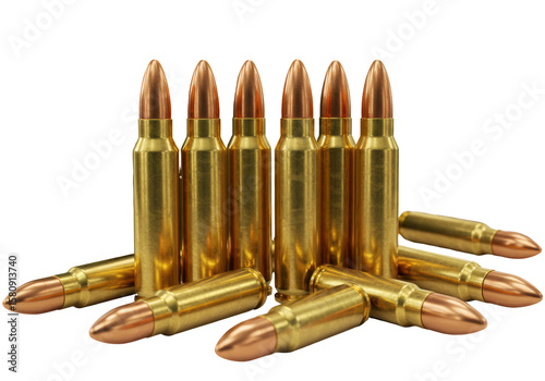 Isolated Group of Rifle Ammunition Bullets