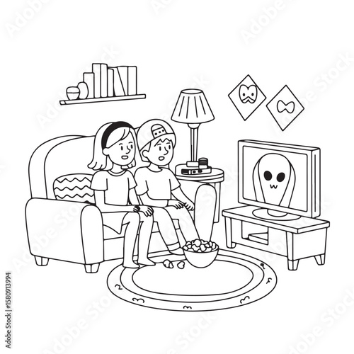 family watching tv