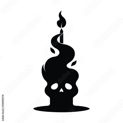A twisted candle slowly melting Halloween silhouette Vector illustration