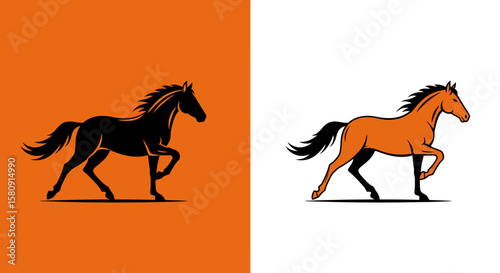 Elegant Horse Silhouette and Color Illustration Versatile Design for Branding