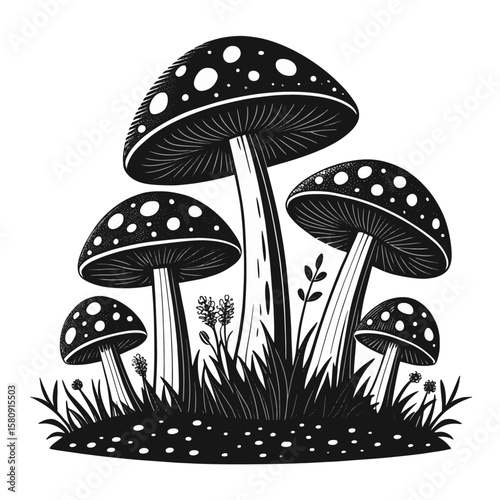 mushrooms silhouette
