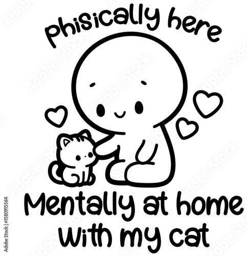 cute cat lover people design - layered cut file - cat mom love clipart
