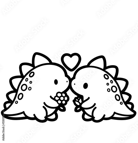 cute stegosaurs in love dinosaur