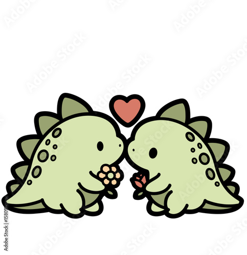 cute stegosaurs in love dinosaur