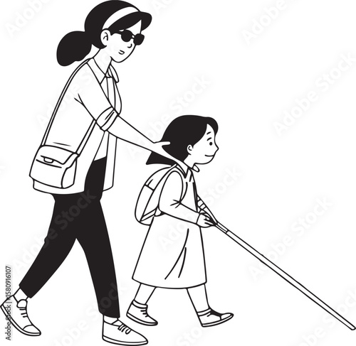 A mother teaches her child how to cross the road safely at a zebra crossing, emphasizing the importance of traffic awareness.