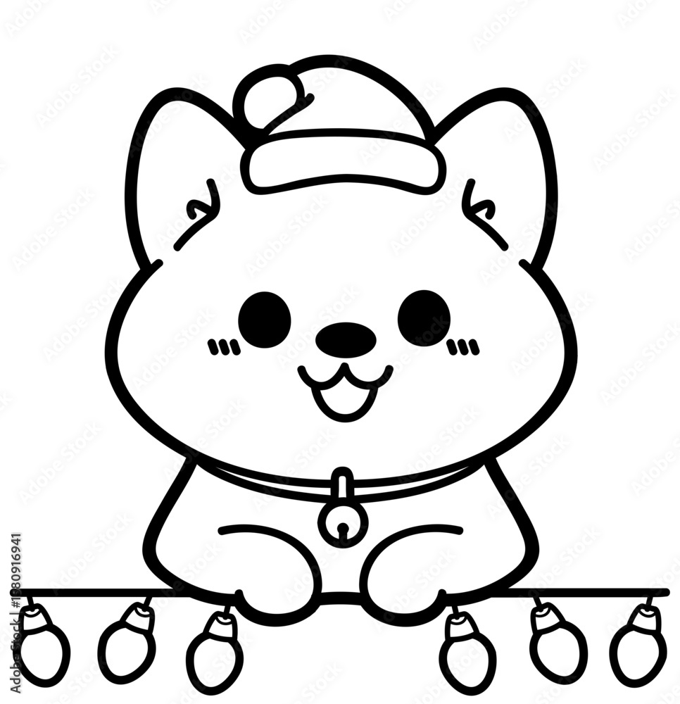 Obraz premium cute christmas shiba dog divider - layered cut file - xmas clipart