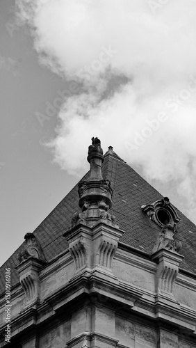 Mansard roof of french house in Lille, France