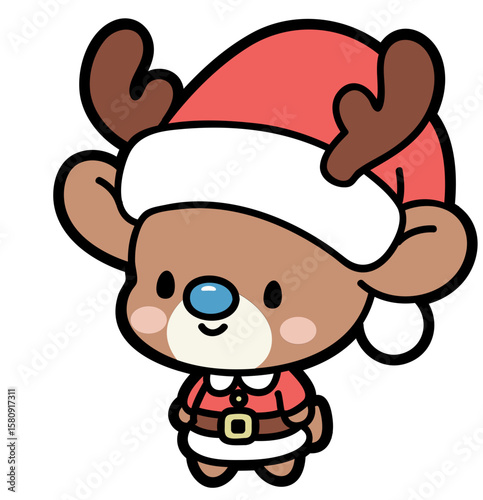 cute cartoon rudolph reindeer - layered cut file - christmas sticker