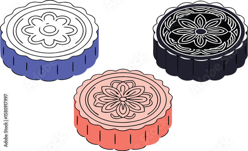 A delightful assortment of intricately decorated mooncakes showcasing traditional and modern designs perfect for festive celebrations and culinary themes