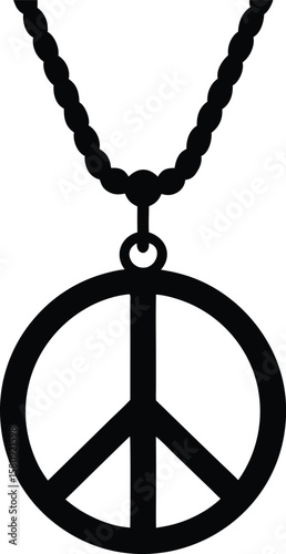 peace sign necklace on white background.eps