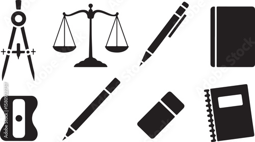 Drawing tools justice scale writing implements notebook