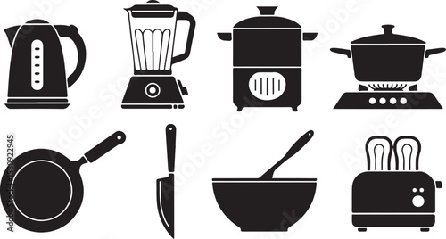 Kitchen appliances and utensils kettle blender