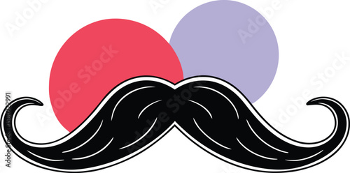 Classic black mustache silhouette a vintage facial hair style for retro themed designs and character creation