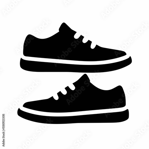 Black and white sneakers vector illustration running shoes casual footwear fashion trainers design icon