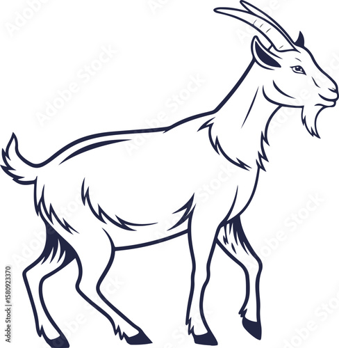 Minimalistic goat drawing showing the natural posture and structure of a calm farm animal.