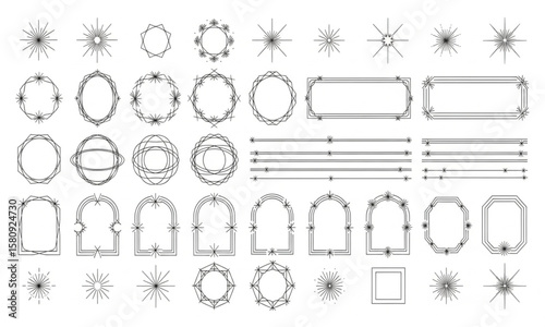 Elegant Black and White Vintage Geometric Frames and Borders Set | Decorative Elements for Invitations, Logos, and Graphic Design Projects