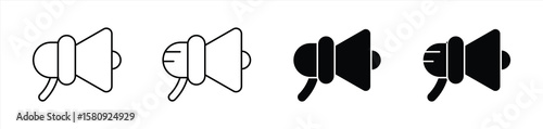 Megaphone Icon Set - Outline and Solid Style