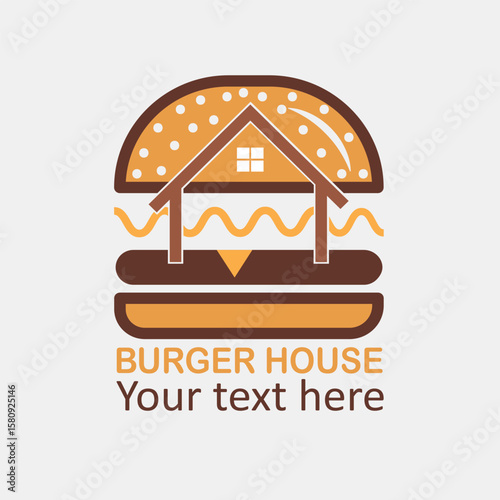 burger house logo, Burger Logo, Fast food logo, minimalist, modern, emblem, label, Burger vintage Burger design, business burger design, Cool vector illustration, Simple Linear cheese burger, 

