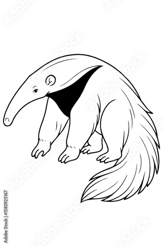 Giant Anteater Walking - South American Wild Animal Coloring Page