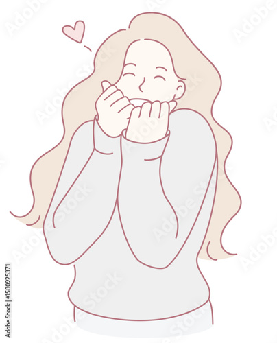 An incredibly cheerful character joyfully expressing excitement and love complete with a vibrant heart icon