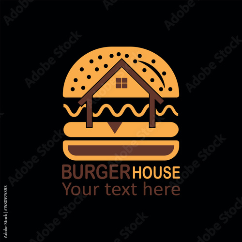 burger house logo, Burger Logo, Fast food logo, minimalist, modern, emblem, label, Burger vintage Burger design, business burger design, Cool vector illustration, Simple Linear cheese burger, 

