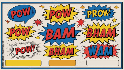 Comic Book Style Sound Effects and Explosion Bursts