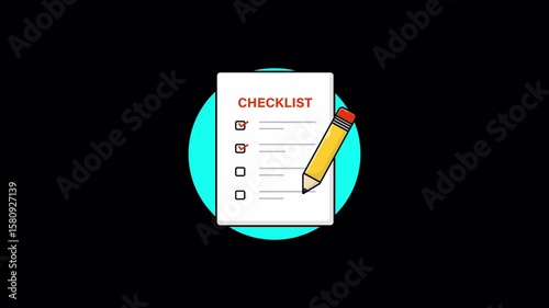 Checklist with Pencil. Checklist Concept Animation Video - Transparent