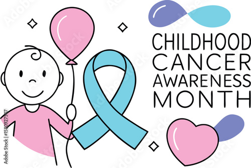 Childhood cancer awareness month observance design featuring symbolic colors and typography for support and education