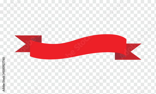 Red banner ribbon strip with bend flat design for print and websites . EPS 10 . Vector Illustration .