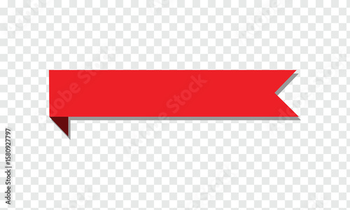 Red banner ribbon strip with bend flat design for print and websites . EPS 10 . Vector Illustration .