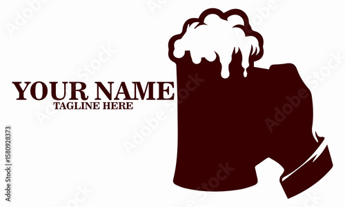 Hand holding beer mug logo icon for international beer day celebration. International beer day illustration vector design with hand holding mug of beer