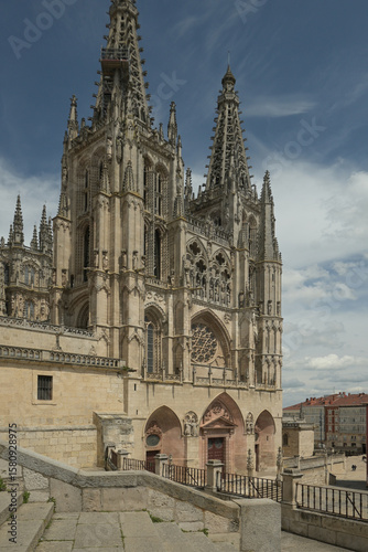 Elevation of Burgos Cathedral built in the French Gothic style 