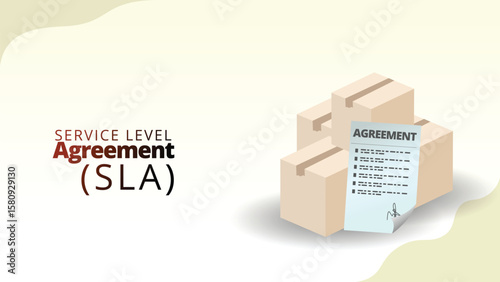 service level agreement SLA concept . Agreement on service levels between provider and client. supply chain managemnt isometric 3d style vector illustration