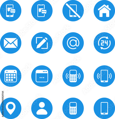 Business Card Contact Information Icon Collection. Contact information icons set name, location, phone, home, map pin, email and web address. PNG or vector