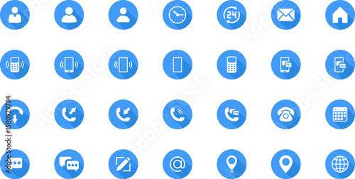 Business Card Contact Information Icon Collection. Contact information icons set name, location, phone, home, map pin, email and web address. PNG or vector