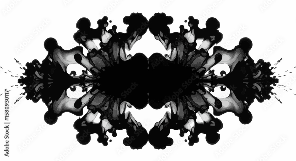 Obraz premium Symmetrical abstract ink blot design, a visual metaphor for psychological assessment