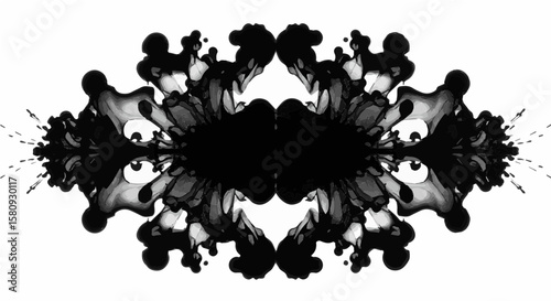 Symmetrical abstract ink blot design, a visual metaphor for psychological assessment