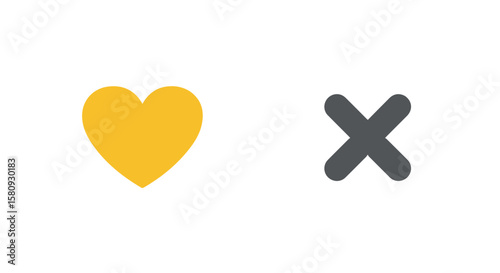 The Yellow Heart and Gray Cross Signifying Love and Rejection in Graphic Design