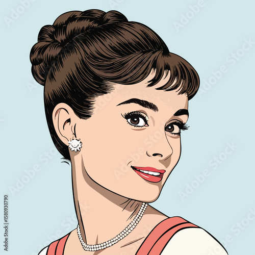 Beautiful retro lady illustrated inside profile showing elegance, strength, and timeless charm.