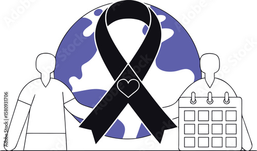Diverse group of people united holding a vibrant ribbon to symbolize togetherness and shared purpose in a cooperative effort