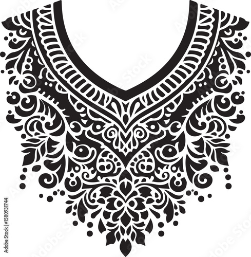  Elegant lace pattern silhouette collar u collar v collar silhouette for kameez silhouette vector