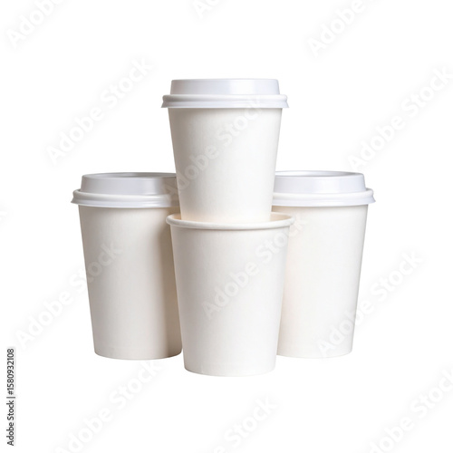 Wallpaper Mural  Three Stacked White Paper Coffee Cups in Graduated Sizes, Transparent Background Torontodigital.ca