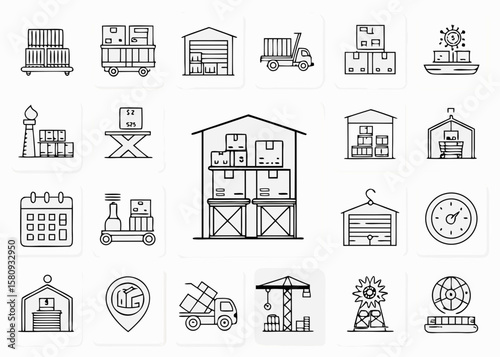 vector set of warehouse inventory