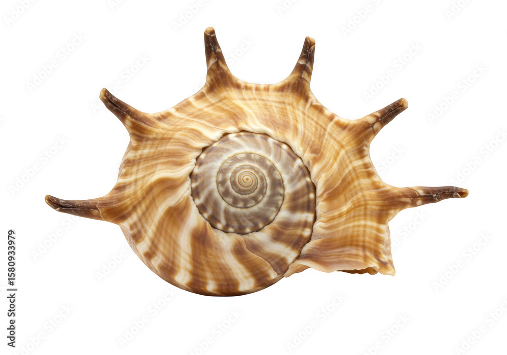 Obraz premium A spiny seashell with a spiral pattern isolated on transparent background