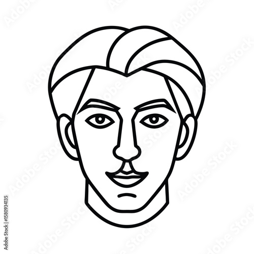 Stylized Male Portrait Outline head face