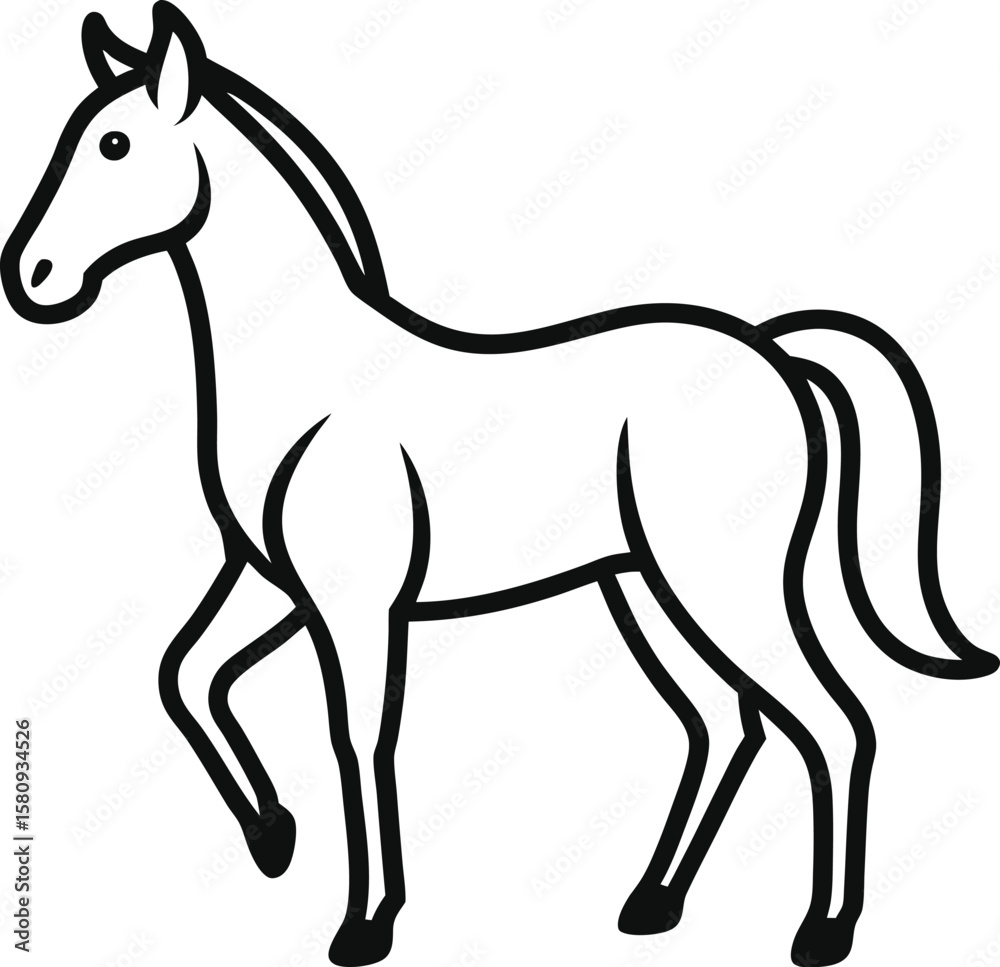 Fototapeta premium horse outline vector illustration on white background