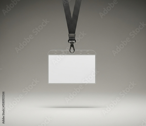 Simple Mockup Template Of Horizontal Id Card With Lanyard Studio Background