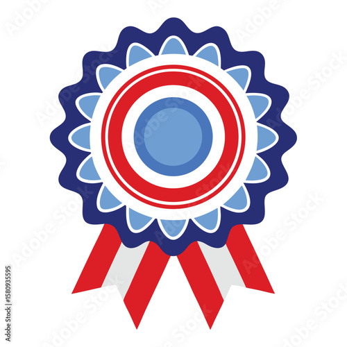 A vibrant blue ribbon medal illustration forms a striking award emblem, symbolizing business success and achievement